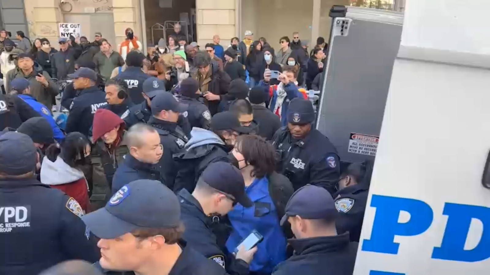Multiple arrests made after anti-ICE protesters clash with police in Manhattan's Chinatown