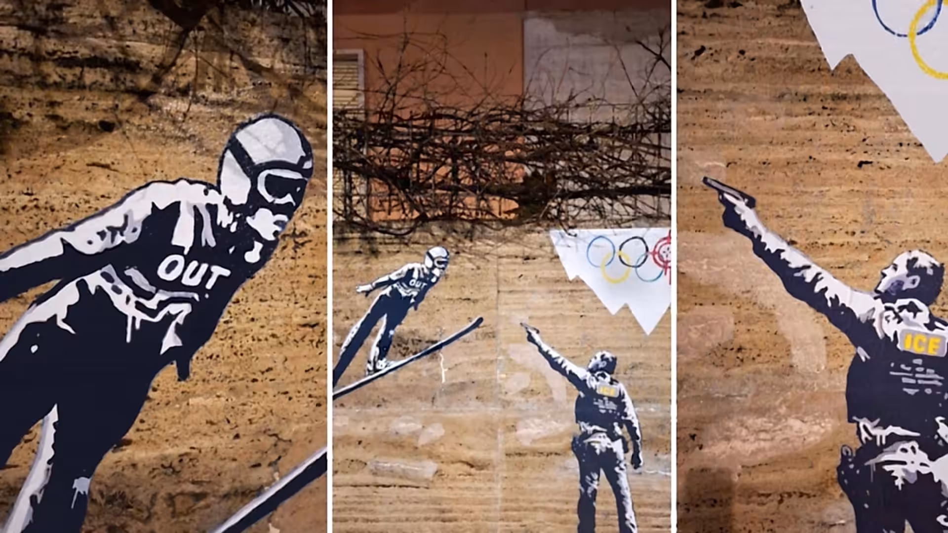 Street artist Laika protests U.S. immigration agency presence at Milan-Cortina Olympics