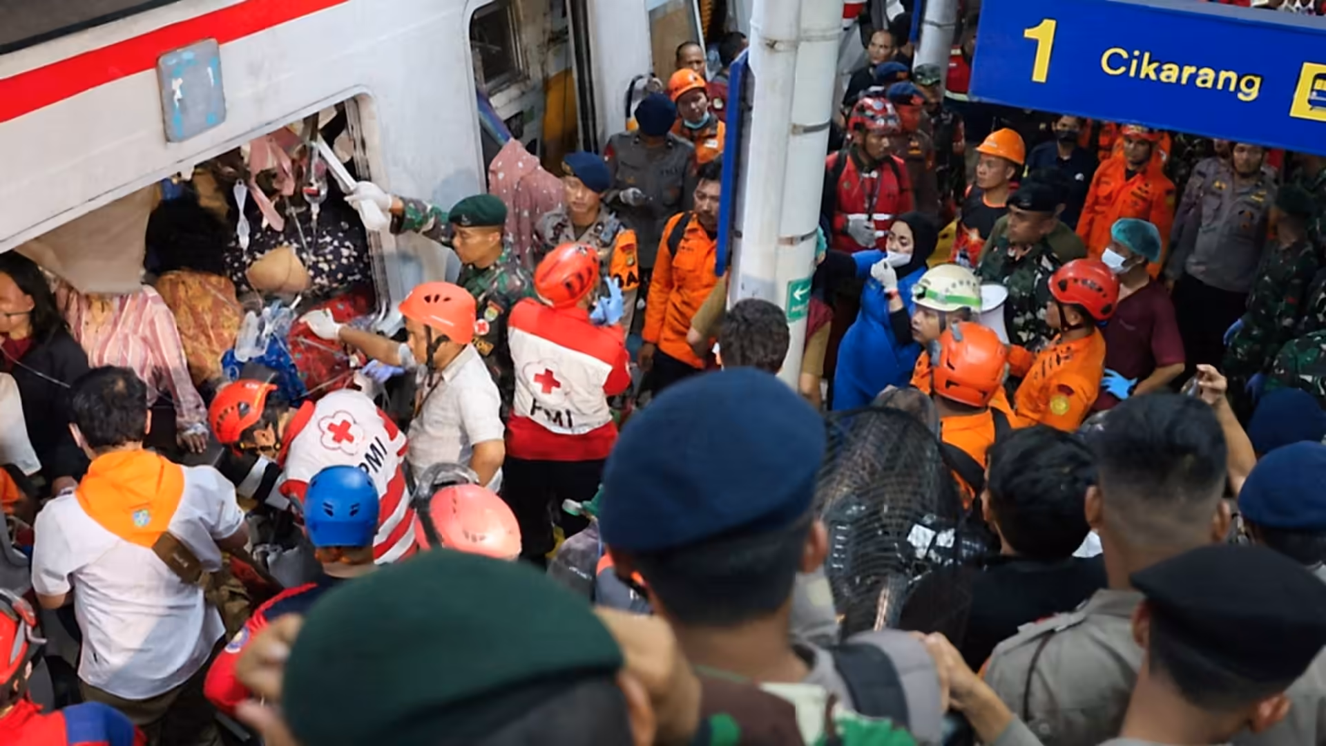Train collision near Jakarta kills at least seven, rescue efforts ongoing