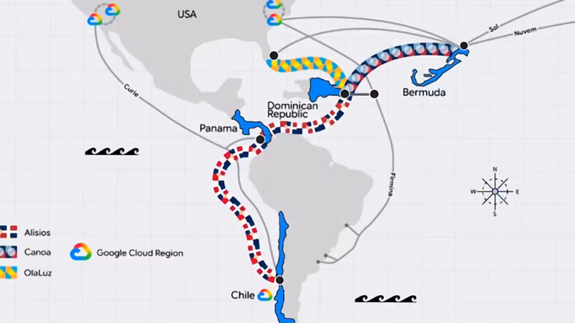 Google launches submarine cable network connecting Chile to Americas
