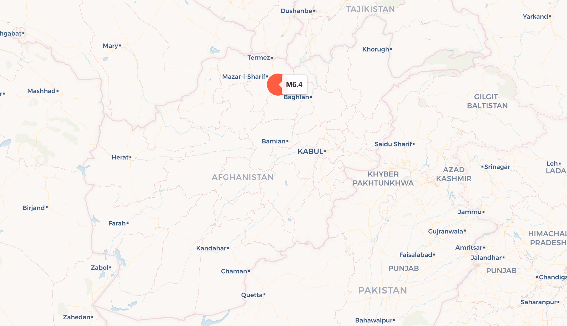 Magnitude 6.3 earthquake strikes northern Afghanistan